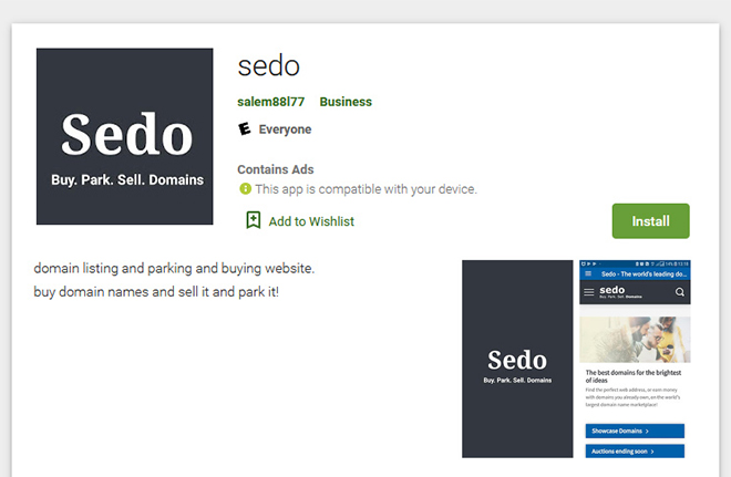 В Google Play появилось фальшивое приложение торговой площадки Sedo